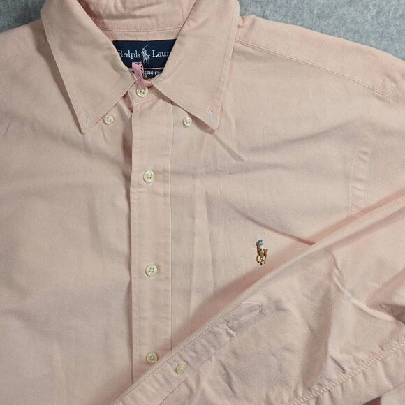 Polo Ralph Lauren Button Down Shirt 15 Classic Fit Pink - Picture 2 of 10